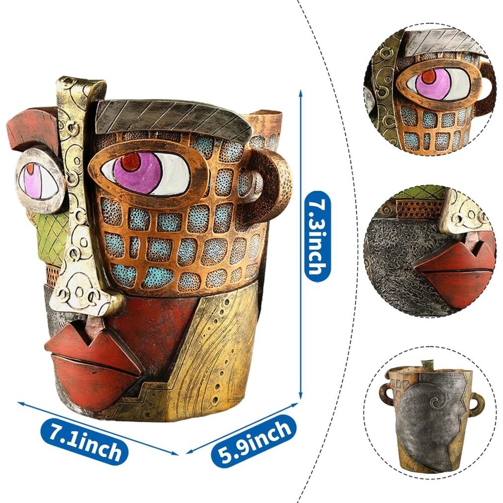Abstract Face Planters Pots Head,Unique Head Planter for Indoor Plants,Funny Fac - Picture 3 of 8